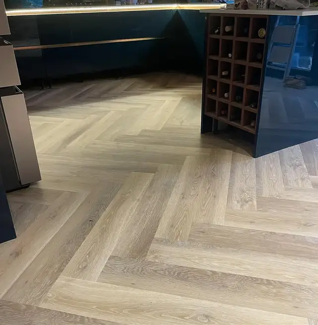 Professional Flooring Installation - Herringbone Flooring in Victorian Kitchen