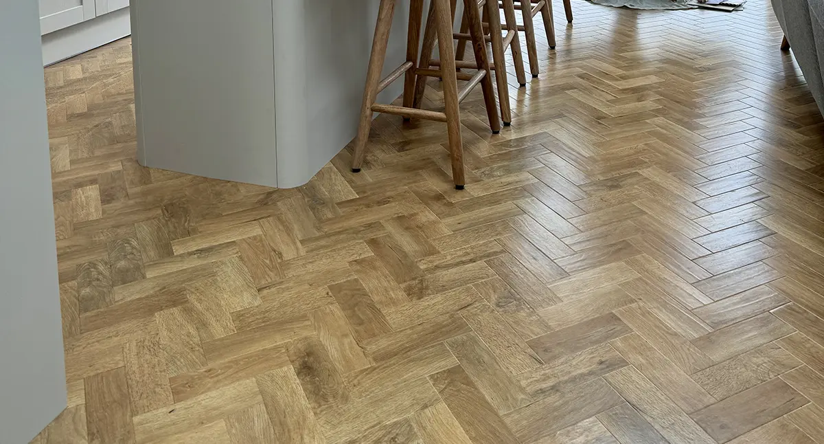 LVT Flooring Herringbone in Victorian Kitchen Extension